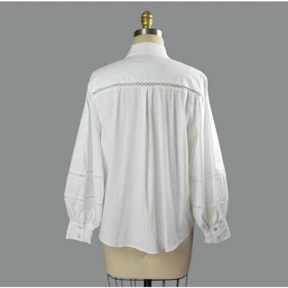 CHICO'S COTTON POPLIN WHITE BILLOW-SLEEVE TOP - Picture 4 of 8